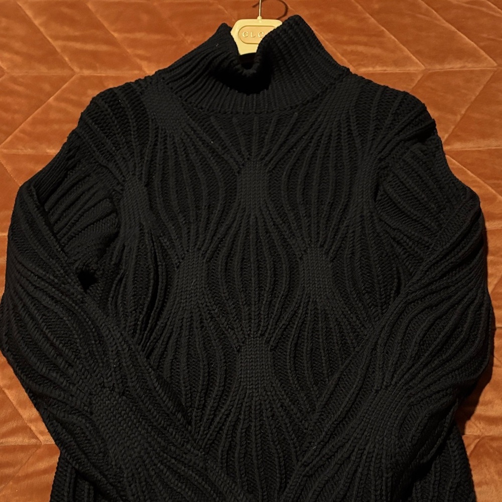 Gucci Vintage Black Textured Turtleneck Sweater
